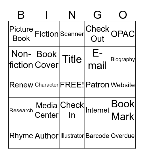 Media Center Bingo Card