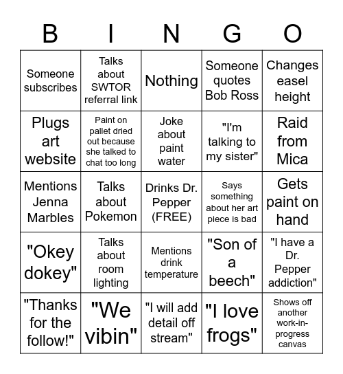 Zebruh Bingo Card