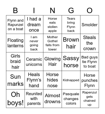 Tangled Bingo Card