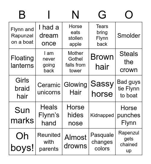 Tangled Bingo Card