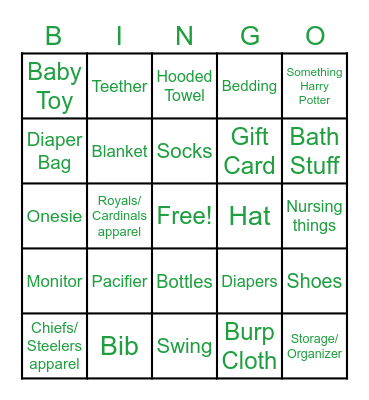 Baby Klohr Bingo! Bingo Card