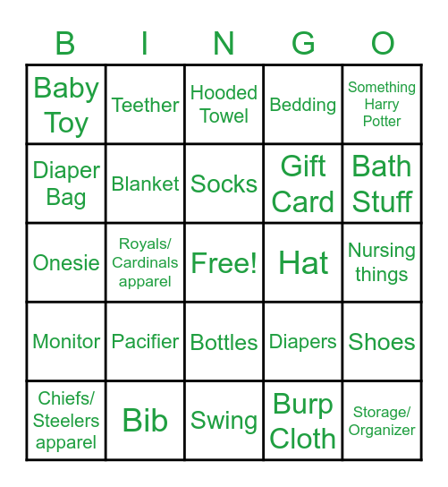 Baby Klohr Bingo! Bingo Card