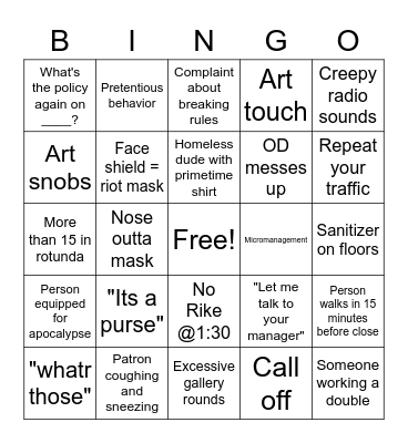 Covid Times Bingo Card