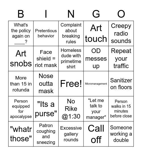 Covid Times Bingo Card