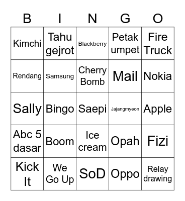 Colde Bingo Card