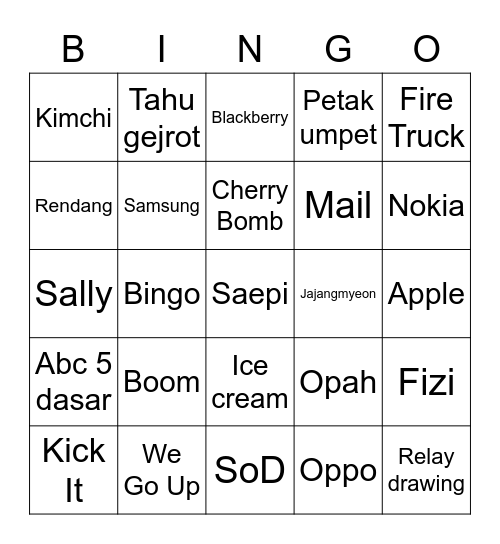 Colde Bingo Card