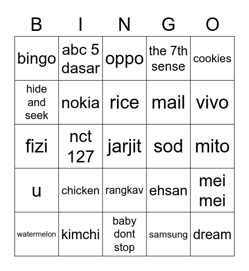 Untitled Bingo Card