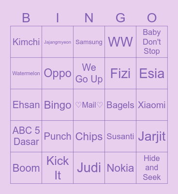 Kkura Bingo Card