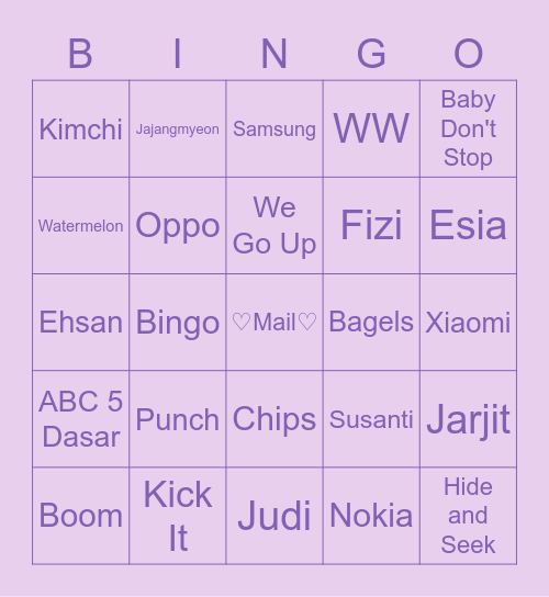 Kkura Bingo Card