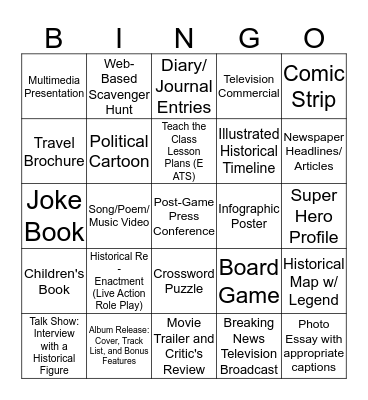 Unit 5 Product Menu Bingo Card