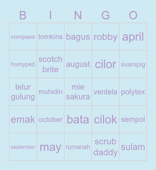 bismillah menang Bingo Card