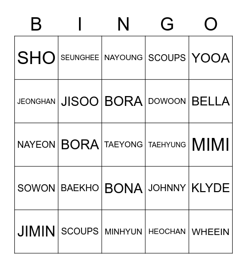 SCOUPS Bingo Card