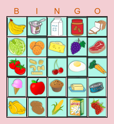 Food Groups Bingo Card