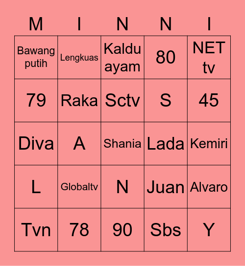 mini🖤 Bingo Card