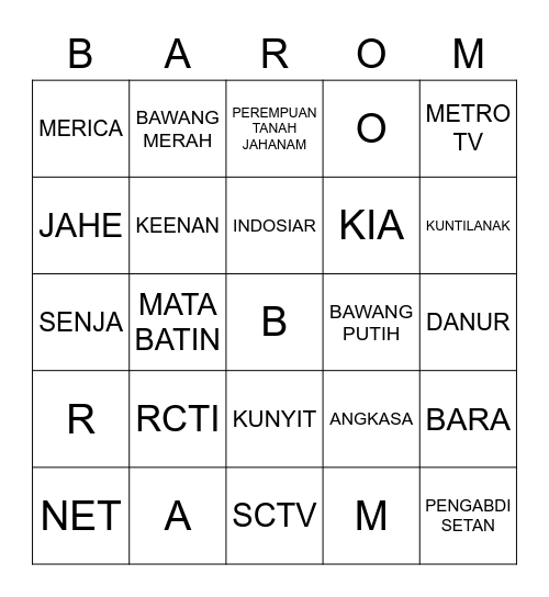 BINGO Card