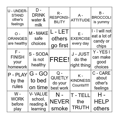 SAFE, STRONG & FREE Bingo!! Bingo Card