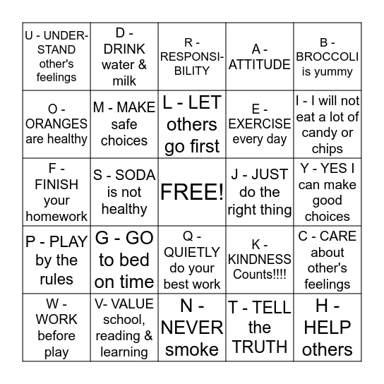 SAFE, STRONG & FREE Bingo!! Bingo Card