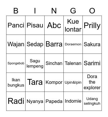 Punya Tara Bingo Card