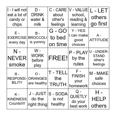SAFE, STRONG & FREE Bingo! Bingo Card