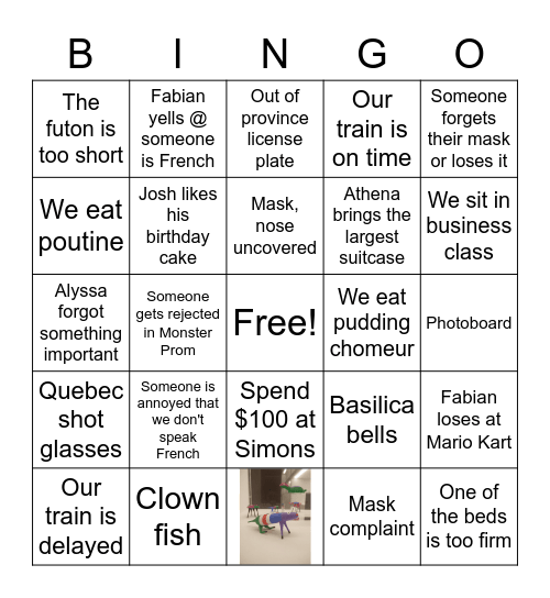 Quebec Bingo Card