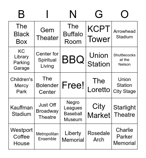 All Around KC: The Fringe Bingo Edition Bingo Card