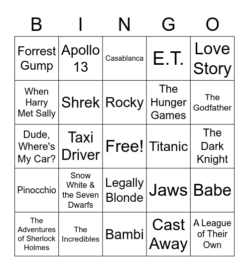 Famous Movie Quotes Bingo Card