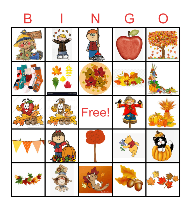 Fall Colors Bingo Card