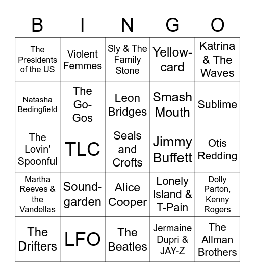 Summertime bingo Card