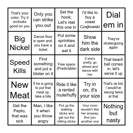 Warhawks 2020 Rickisms Bingo Card