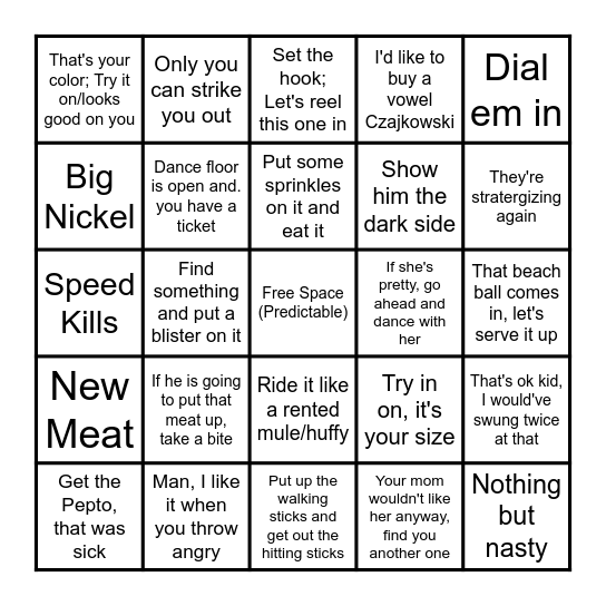 Warhawks 2020 Rickisms Bingo Card