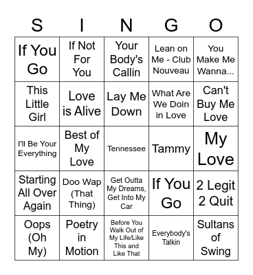 Through the Ages Bingo Card