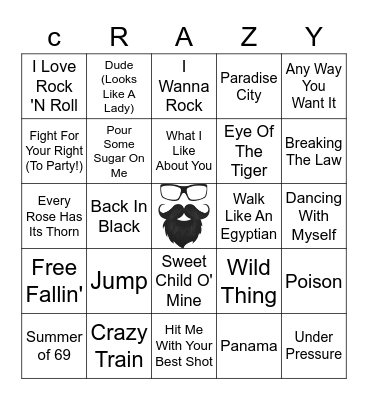 80's | Rd 1 | ROCK Bingo Card