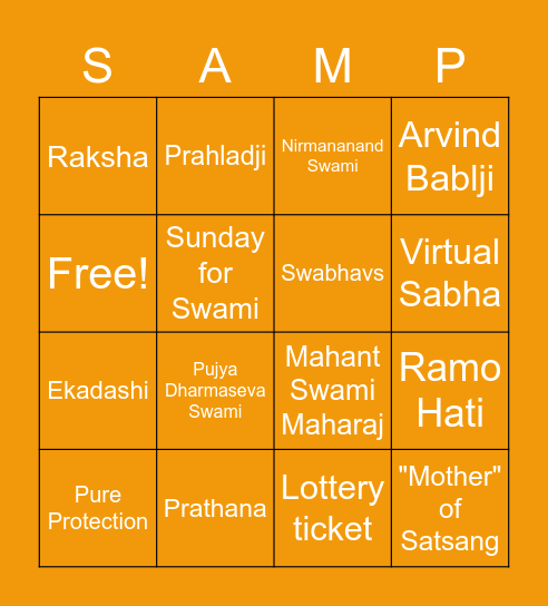 Raksha BINGO! Bingo Card
