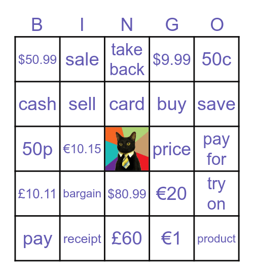 Shopping BINGO Card