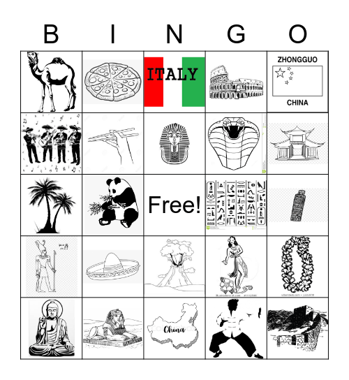 Around the World Bingo Card