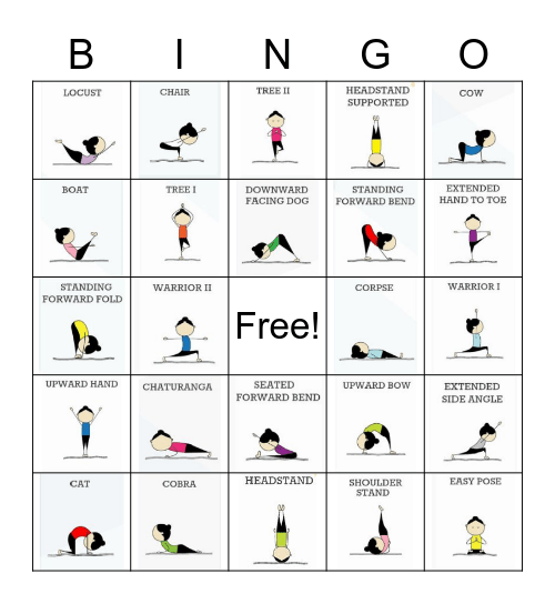 Yoga Inspired Bingo Card