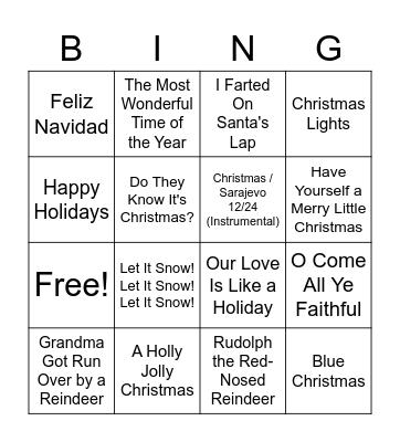 Christmas Music Bingo Card