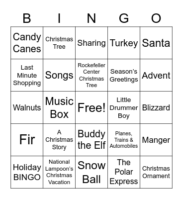 Holiday Bingo Card