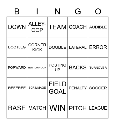 SPORTS Bingo Card