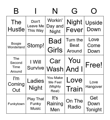 Let's Go Disco Bingo Card