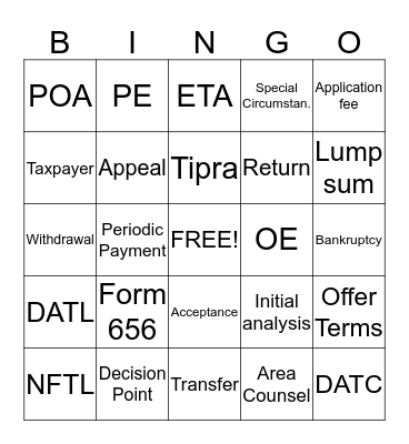 COIC Bingo Card