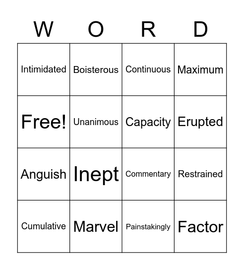 Word Up! Bingo Card