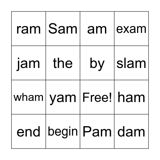 Focus Word Bingo #4 Bingo Card