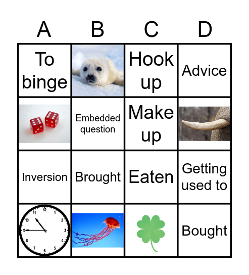 ENGLISH  BINGO Card