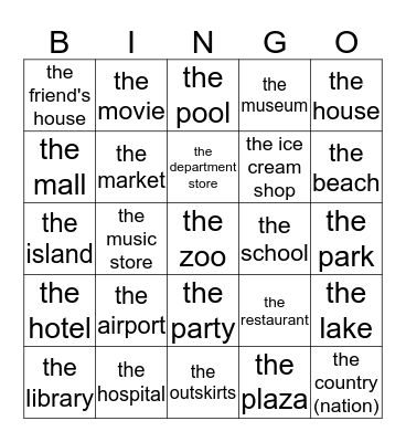 Unidad 2.2 - La ciudad Bingo Card