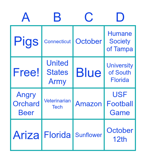 Bridal Bingo Card