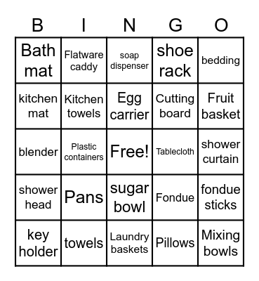 Tracys bridal shower Bingo Card