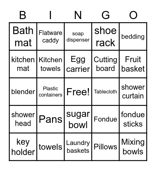 Tracys bridal shower Bingo Card