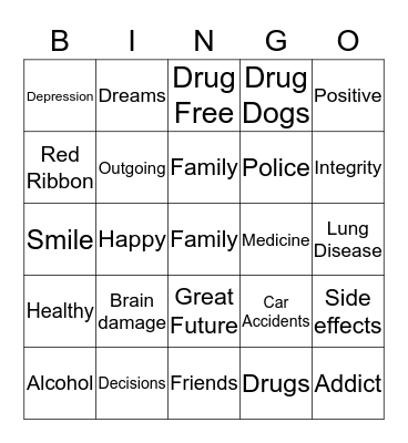 DRUG FREE  Bingo Card