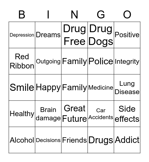 DRUG FREE  Bingo Card